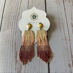 NWT - Spartina 449 - Gold Plated Bitty Beaded Earrings Boho Pink